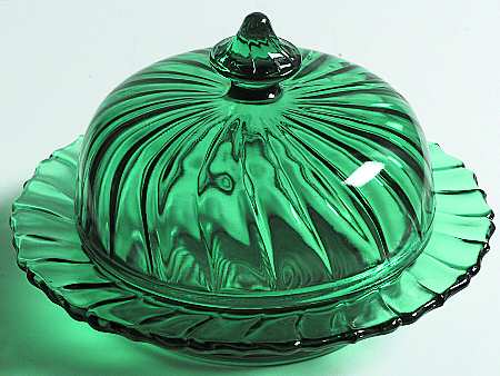 Swirl Ultramarine (Green) Round Covered Butter