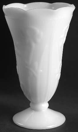 Iris Milk Glass 9" Flower Vase