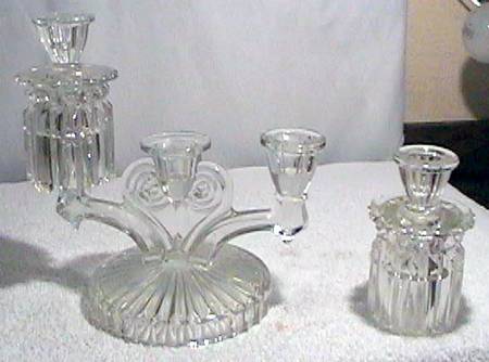 Cosmos Clear Three Light Prism Candlestick