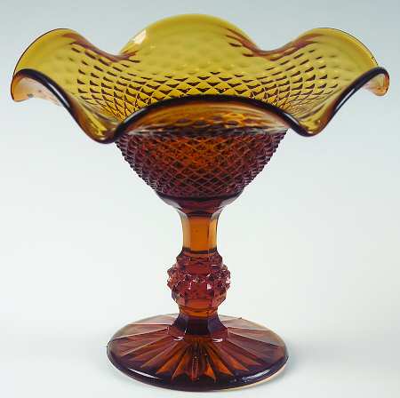 Diamond Point Amber Round Compote (Height X Width)