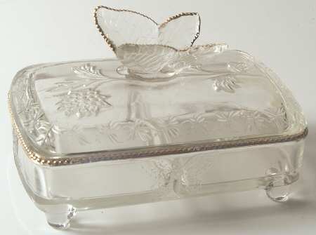 Butterfly Clear (Gold Trim) Cigarette Box & Lid