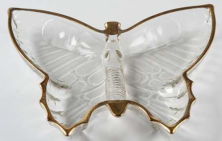 Butterfly Clear (Gold Trim) Open Candy Dish