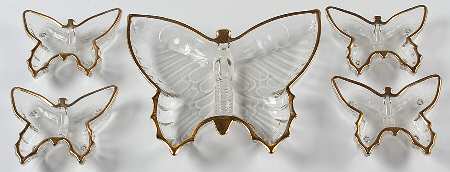 Butterfly Clear (Gold Trim) (5 Piece) Party Set (CADM1, 4 NUT1)