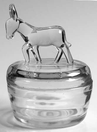 Jeannette Animals & Figurines Clear Donkey Powder Jar & Lid