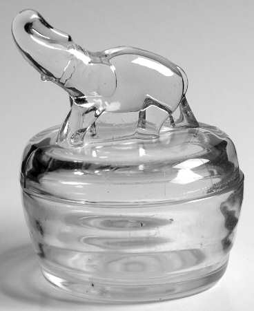 Jeannette Animals & Figurines Clear Elephant Powder Jar & Lid