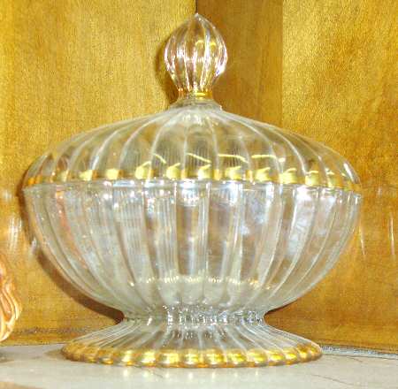 National (Gold Accents) Candy Dish & Lid