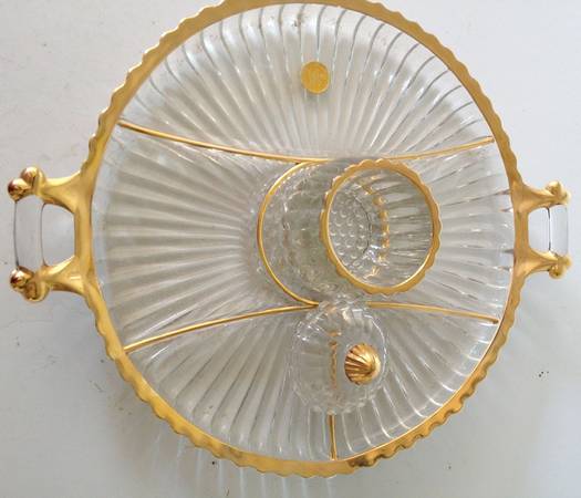National (Gold Accents) 3 Piece Relish Set (6 Part Relish & Jar)