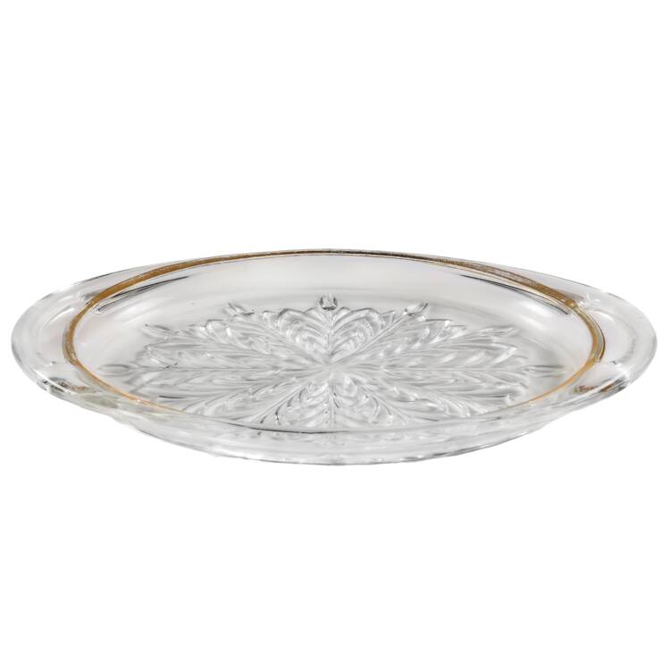 Feather (Gold Trim) 10" Handled Tray