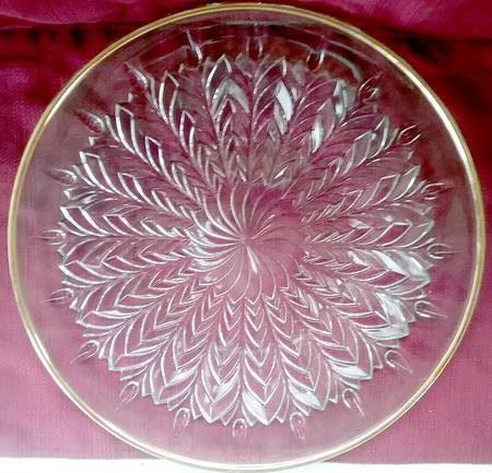 Feather (Gold Trim) Torte Plate