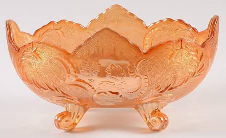 Lombardi Iridescent Flora Gold 10" 4-Toed Footed Bowl