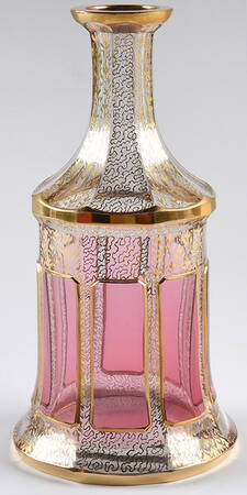 Gold Panel Cranberry Decanter No Stopper