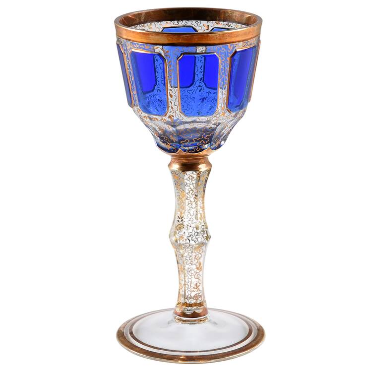 Gold Panel Cobalt Blue Claret Wine