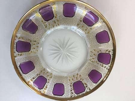 Gold Panel Amethyst Underplate for Finger Bowl
