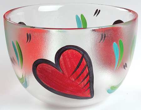 Hearts 8" Round Bowl by Kosta-Boda
