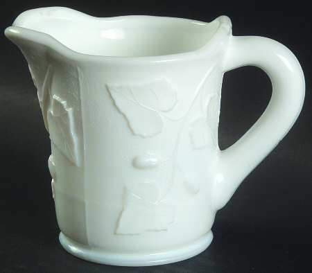 Ivy In Snow Milk Glass Creamer