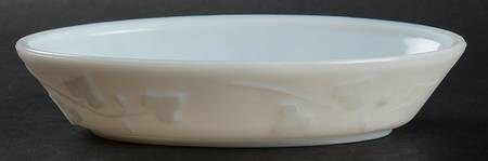 Ivy In Snow Milk Glass 6" Oval Relish