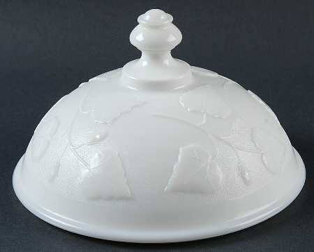 Ivy In Snow Milk Glass Lid for Compote