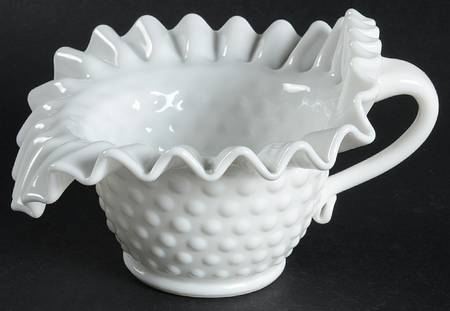 Hobnail Milk Glass Handled Bon Bon