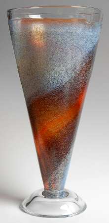 Twister Red Orange 11" Footed Vase