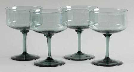 Silver Mist Blue Gray Champagne Tall Sherbet - Set of 4