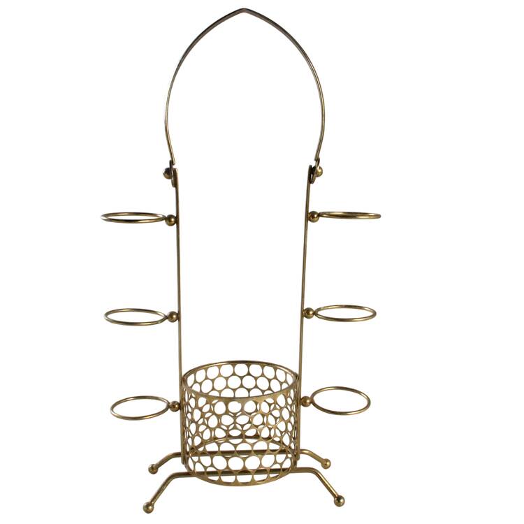Golden Foliage Metal Liquor Bottle Stand (Holds Bottle & 6 Shots)