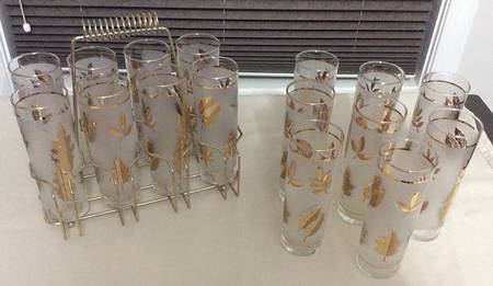 Golden Foliage Tom Collin - Set of 8 & Metal Holder