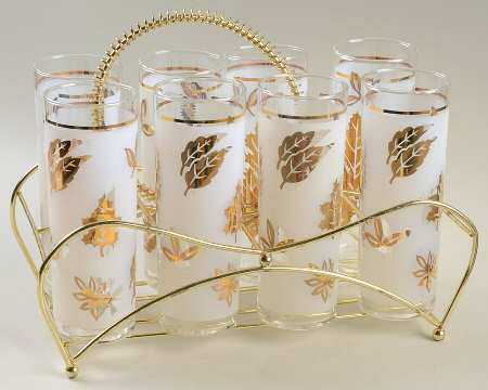 Golden Foliage Tom Collin - Set of 8 & Metal Holder