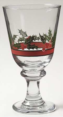 Holly & Berries Water Goblet with Wafer Stem