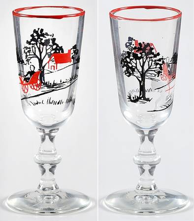 Currier & Ives Brandy Glass