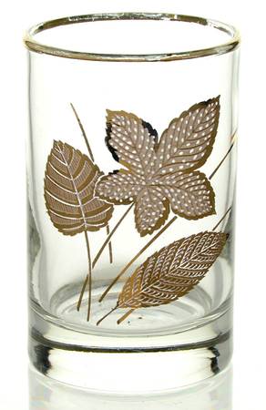 Gold Leaves Flat Juice Glass