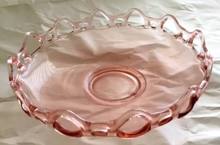 Open Work Pink (No Decoration) 10" Shallow Nappy