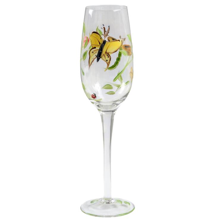 Butterfly Meadow Handpainted Fluted Champagne