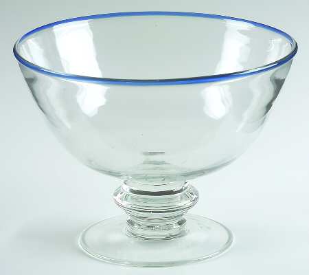 Brook Garden Blue 9" Footed Bowl