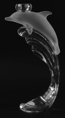 Crystal Dolphin 9" Single Light Candlestick