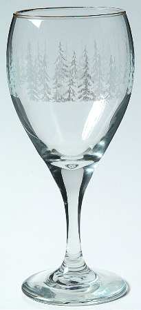 Frosty Pine Gold Water Goblet
