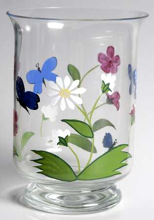 Butterflies and Blossoms 1 Piece Open Hurricane/Vase