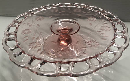 Open Work Pink (Cut 30) 11" Diameter Pedestal Cake Stand No Dome
