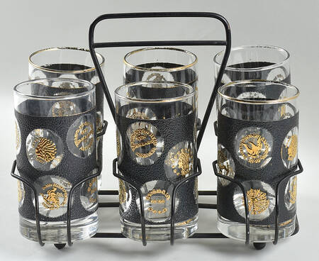 Gold Coins Tumbler Set-6 10 Oz Tumbler & Metal Holder