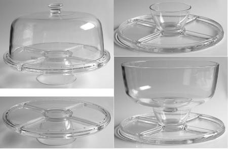 Gallerie (4 in 1) Cake Set (Lid and Base) by Luigi Bormioli