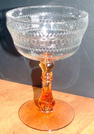 Needle Etch 24 (Amber, Line 9100) Champagne/Tall Sherbet
