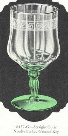Grecian Key (Green, Line 8100) by Libbey Glass Company