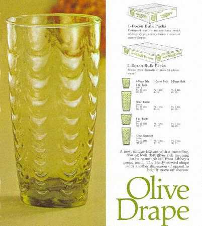 Drape Olive Green by Libbey Glass Company