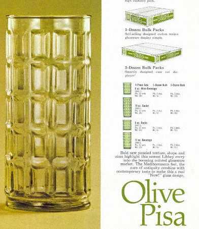 Pisa Olive Green by Libbey Glass Company