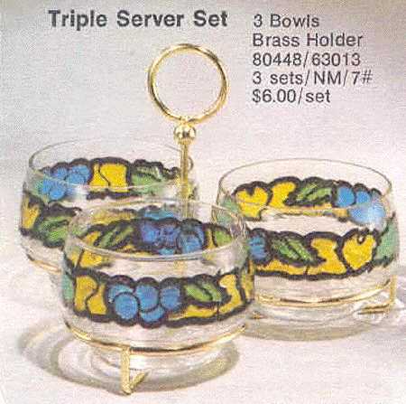 Stained Glass 3 Bowl Server with Stand
