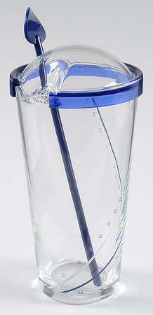 Cocktail Party Blue Cocktail Shaker with Lid and Spoon