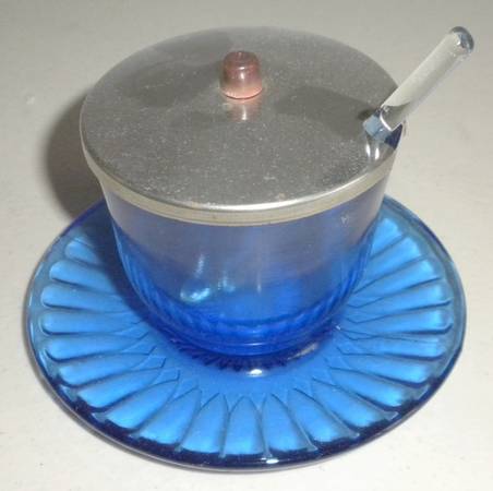 Petalware Cobalt Blue Mustard & Metal Lid