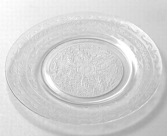 Stippled Rose Band Clear Luncheon Plate