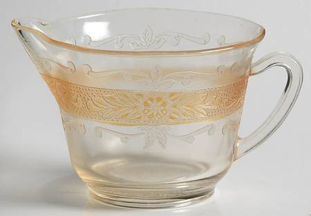 Stippled Rose Band Clear with Amber Creamer