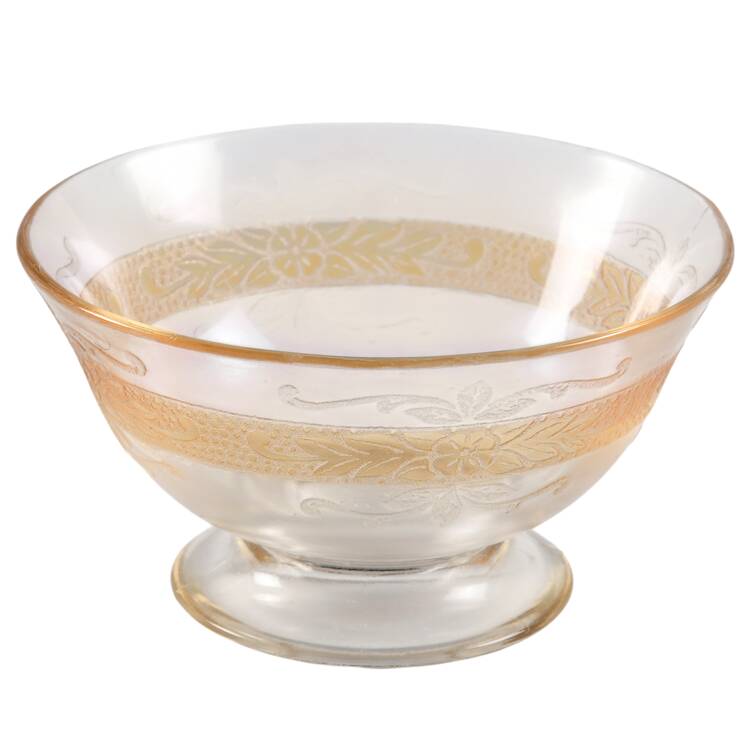 Stippled Rose Band Clear with Amber Footed Sherbet Bowl by MacBeth-Evans