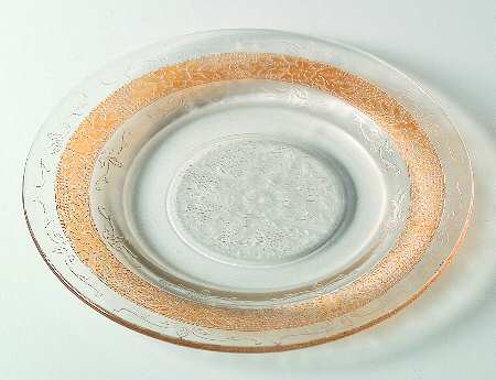 Stippled Rose Band Clear with Amber Bread & Butter Plate